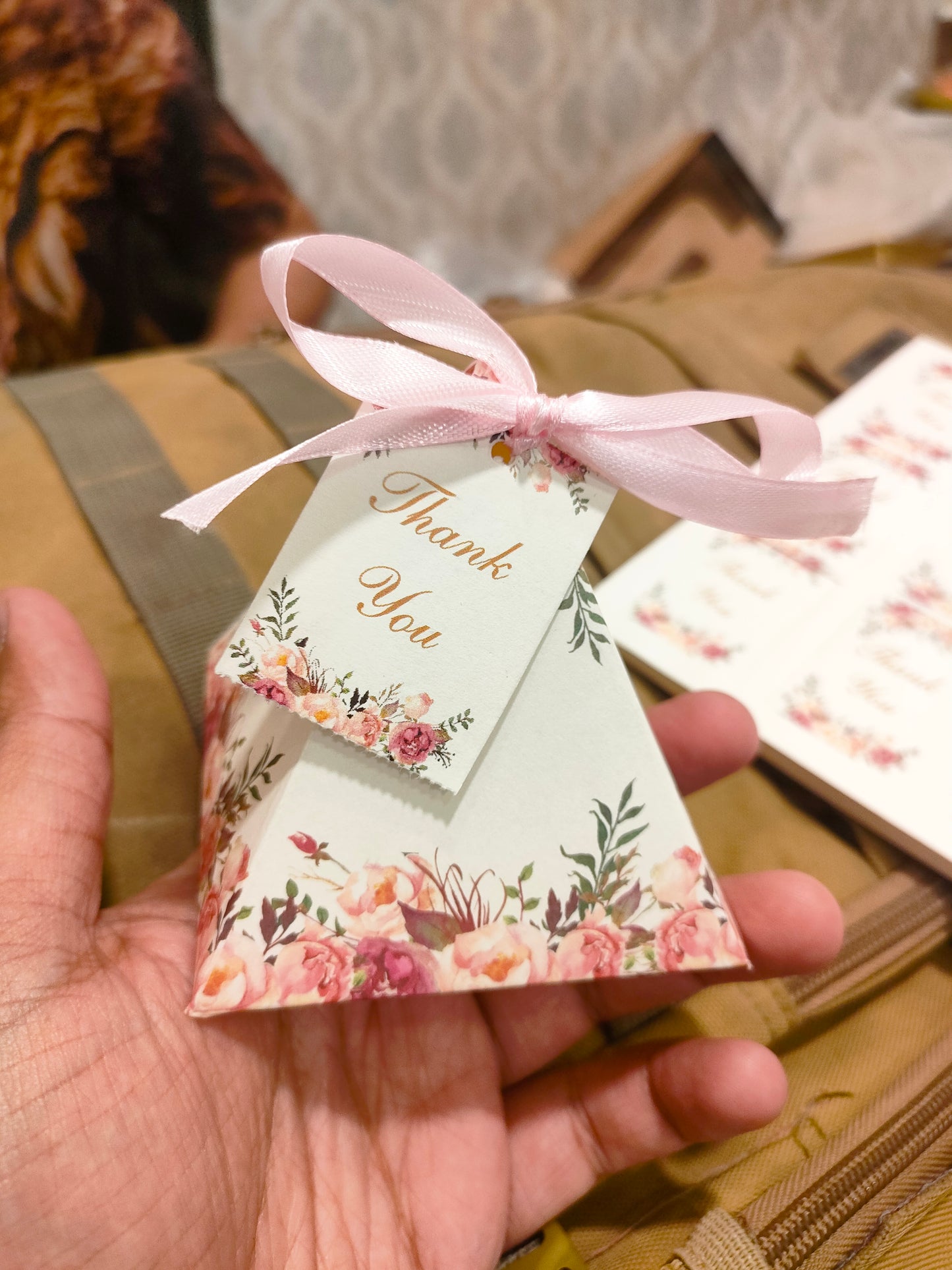 Triangle Customized Favour Boxes with Tag - Wedding Cards & Favour Boxes