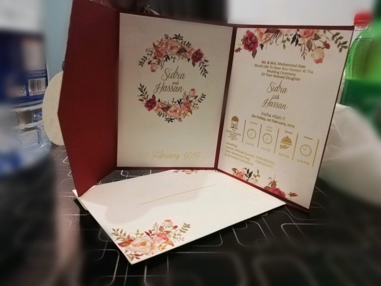 Multiple Colors three fold Wedding Invitations - Wedding Cards & Favour Boxes