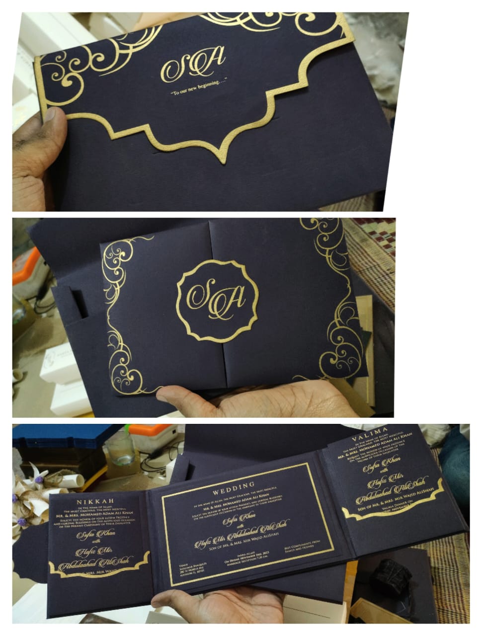 Three Fold Wedding Invitations Pakistan - Wedding Cards & Favour Boxes