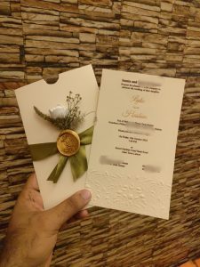 Modern Style Wedding Invitations with ribbon and Customized Wax Stamp - Wedding Cards & Favour Boxes