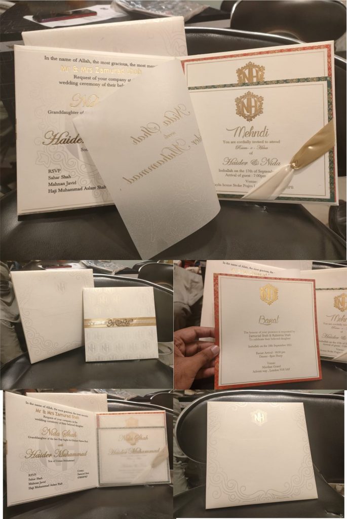 Luxury Wedding Invitations Pakistan with foil printing - Wedding Cards & Favour Boxes