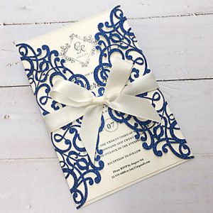 Blue Laser cut wedding Cards Pakistan - Wedding Cards & Favour Boxes